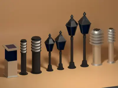 Solar Garden Light Collection 3D model