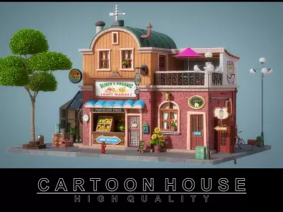 Cartoon House 05 3D model purchase