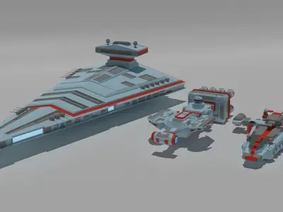 Low-poly spaceships game-ready collection Low-poly 3D model