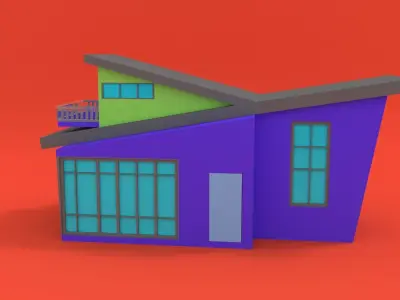 Modern Low poly 3d House Low-poly 3D model