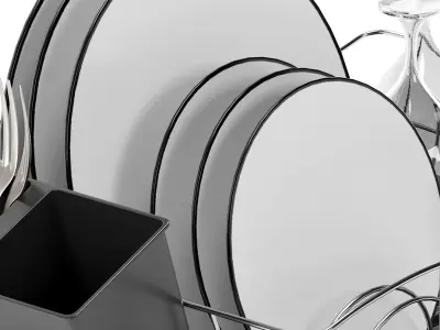 TOWER Essentials Dish Rack With Tray 3D model