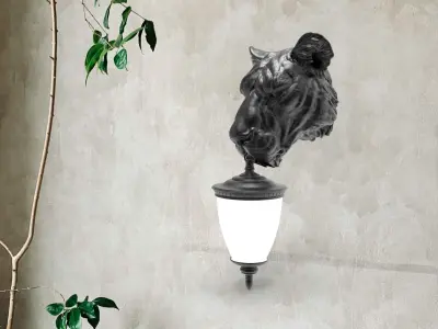 Lion Head Wall Lamp 3D print model get