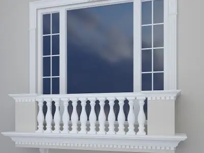 Window with railing 3D model