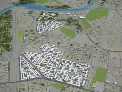 Kanpur - Lucknow - 2 cities Low-poly 3D model