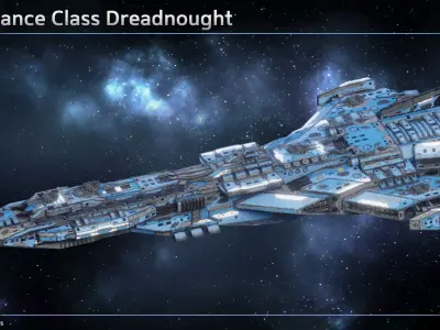 Spaceship Dreadnought Vengeance Low-poly 3D model