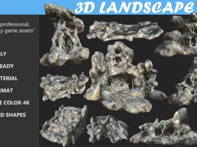 Low poly Fantasy Cave 01 Low-poly 3D model