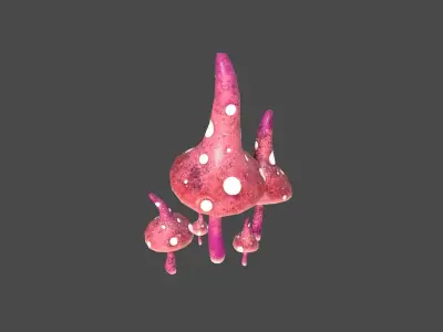 Fantasy Mushroom G03 Red - Scene Backdrop Design Low-poly 3D model