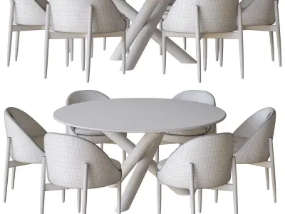Sendai Dining Chair and table by minotti 3D model