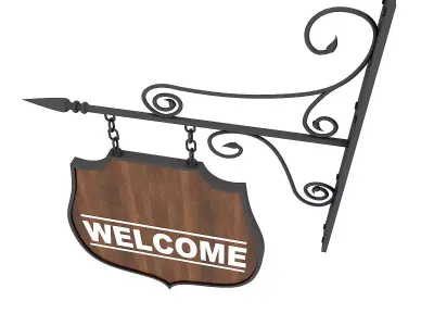 Welcome Sign Low-poly 3D model