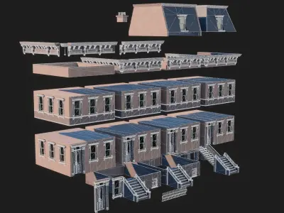 BrownStone Modular Building - Asset Low-poly 3D model