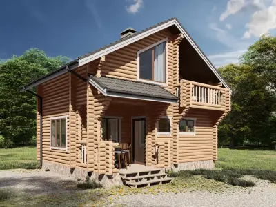 3D model of a wooden bathhouse 3D model