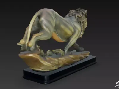 Lion Statue V51 Low-poly 3D model