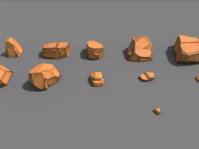 Cartoon Rock Styled set PBR Low-poly 3D model