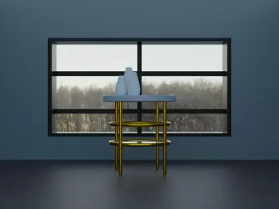 modern Table with vases 3D model