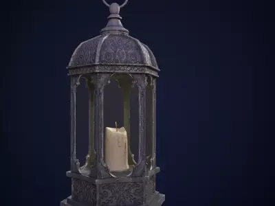 Old Lamp Gothic Low-poly 3D model