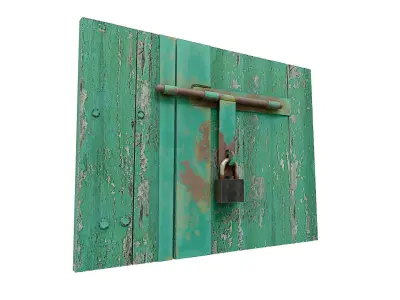 Wooden door latch   Low-poly 3D model