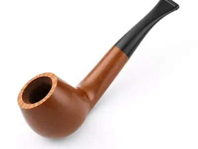 Elegant Wooden Smoking Pipe Low-poly 3D model