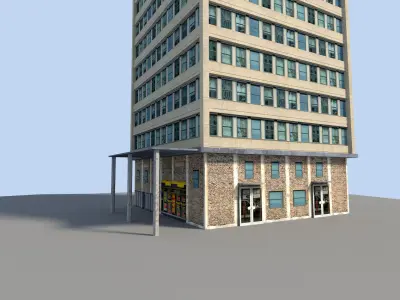 Skyscraper tall building on sky Low-poly 3D model