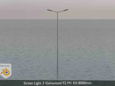 Street Light 3 Galvanized F2 M1 K0 8000mm Low-poly 3D model
