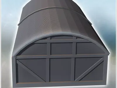 Storage hangar with curved roof and multiple windows 4 - Modern  3D print model