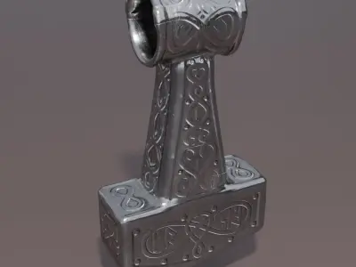 Mjolnir hammer necklace Low-poly 3D model