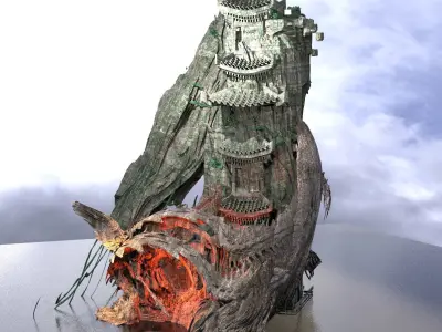 Golden Gun fortress tower 1 3D model