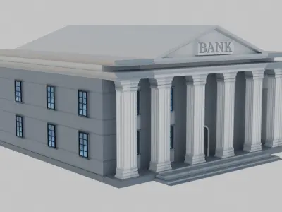 Bank Building Low-poly 3D model