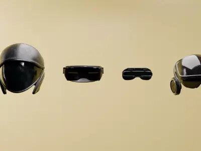 Cyberpunk Sci-Fi Helmet Goggles Pack Low-poly 3D model