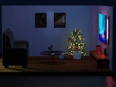 LivingRoom sims floor plan Low-poly 3D model