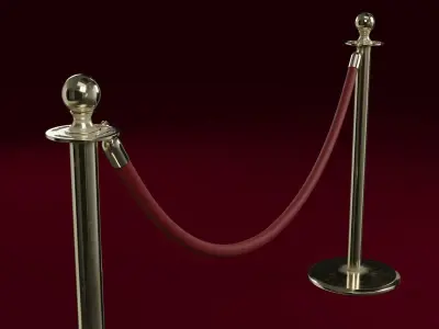 Stanchion and a Red Velvet Rope 3D model