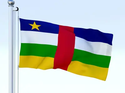 Animated Central African Republic Flag Low-poly 3D model
