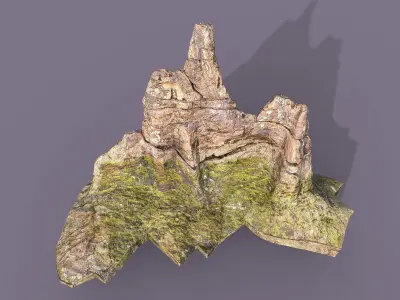 Low Poly Mossy Peak Low-poly 3D model