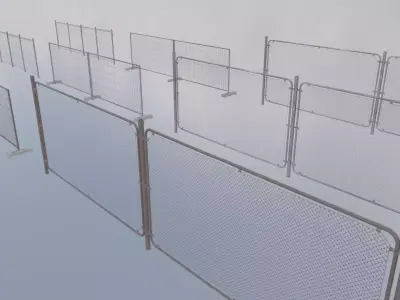 Fence Collection brick with two iron balls 3D Model Pack