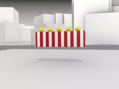 Construction Barrier 4 with warning lights 600-37 500x1600mm Low-poly 3D model