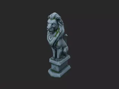 Stylized Lion Statue Low-poly 3D model