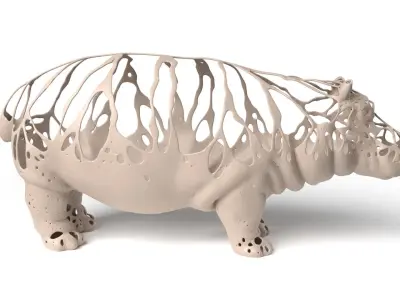 Hippo Dust Voronoi Low-poly 3D model