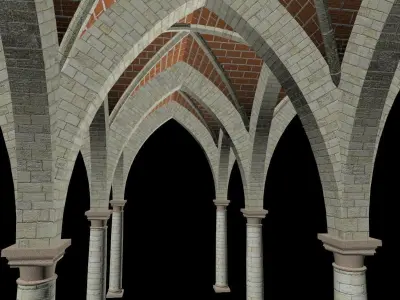 Vaults Collection wooden poles Low-poly 3D model