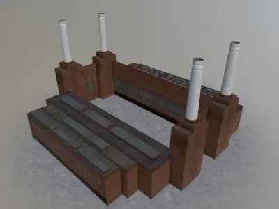 London Battersea Station Low-poly 3D model