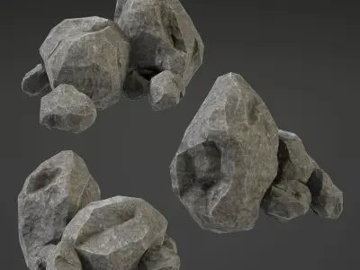 Stone Middle Small Low-poly 3D model