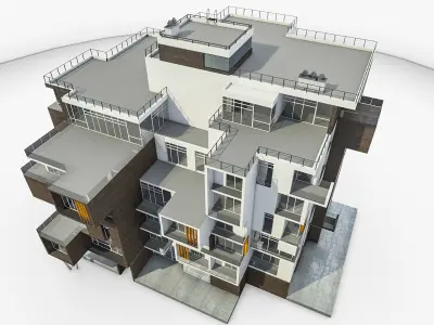 Modern Apartment Building 01 Low-poly 3D model