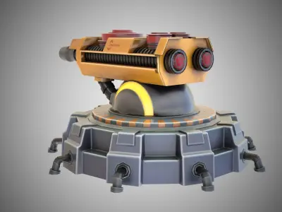 Gun turret stylized  3D model