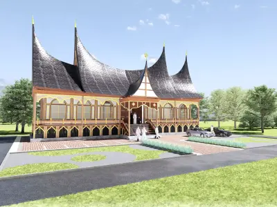 Tradisional Minangkabau Indonesian Mosque  3D model
