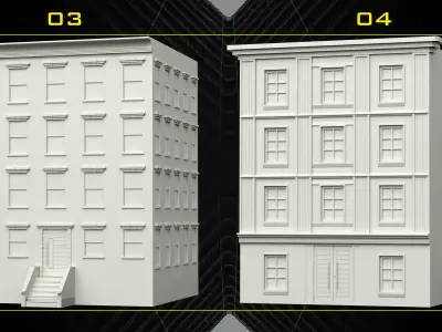 30 Detailed Building Base Mesh - Vol 07 Low-poly 3D model