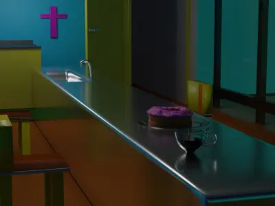 High poly KITCHEN and dining room 3D model