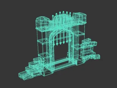 Ancient cave gate Low-poly 3D model