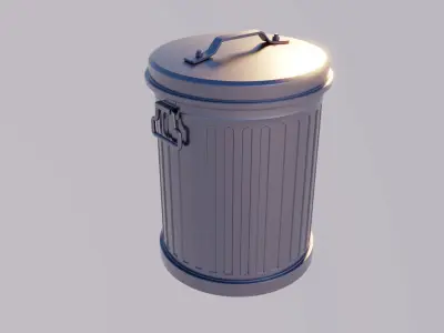 Old garbage bin Low-poly 3D model