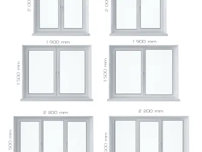 Window Set 4 materials for windows and doors 3D model