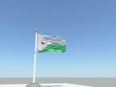 Republic of Djibouti flag 3D model