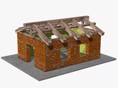 House under Construction Low-poly 3D model