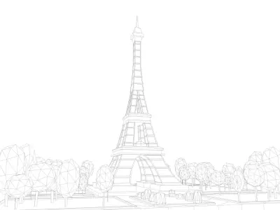 Cartoon Low Poly Eiffel Tower Landmark Low-poly 3D model